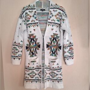 My Michelle White and Multicolor Patterned Cardigan